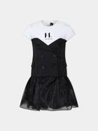 Vestito nero per bambina con logo,Karl Lagerfeld Kids,Z30086 M41